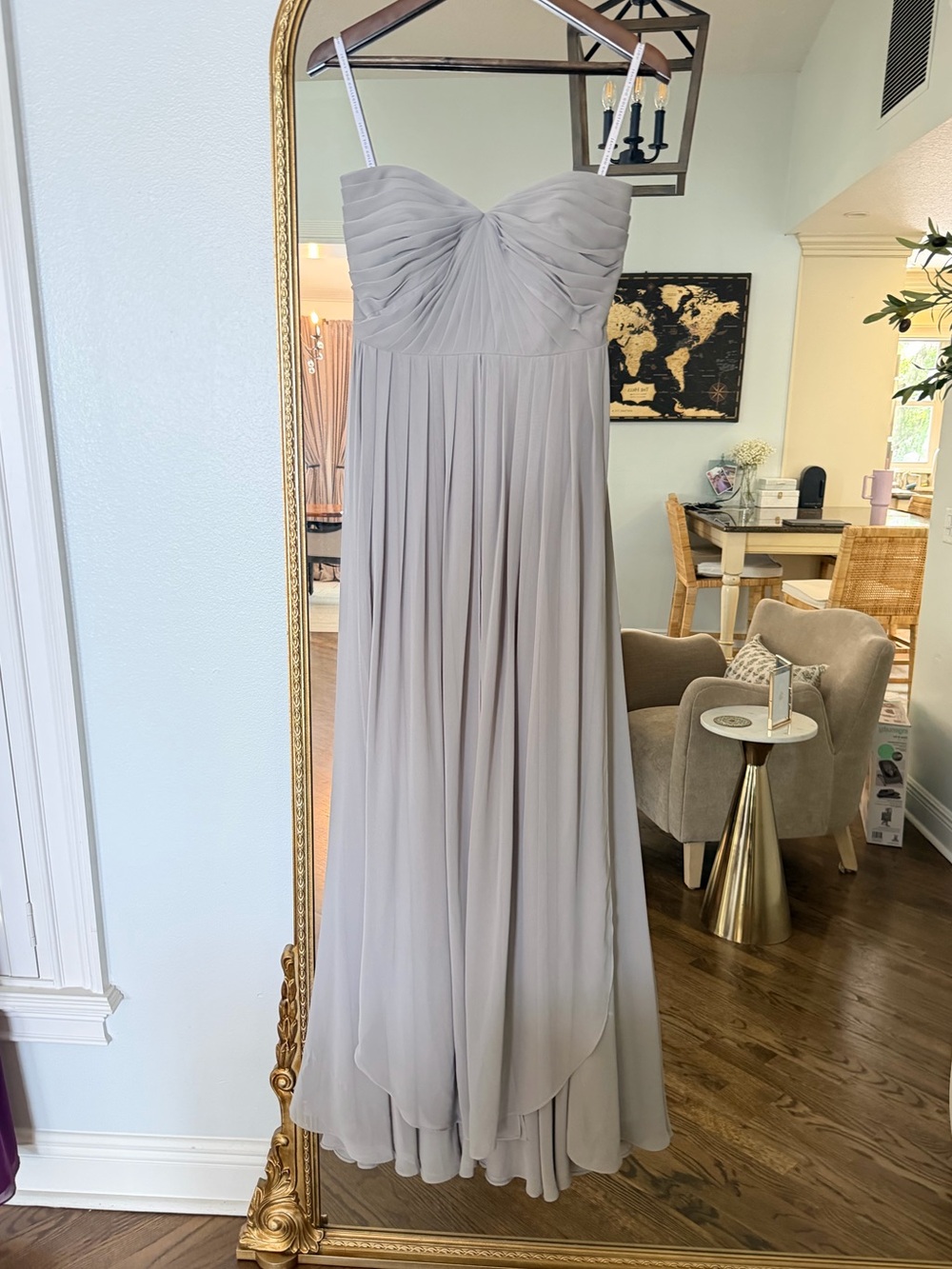 Jenny Yoo Light Gray Convertible Chiffon Maxi Dress